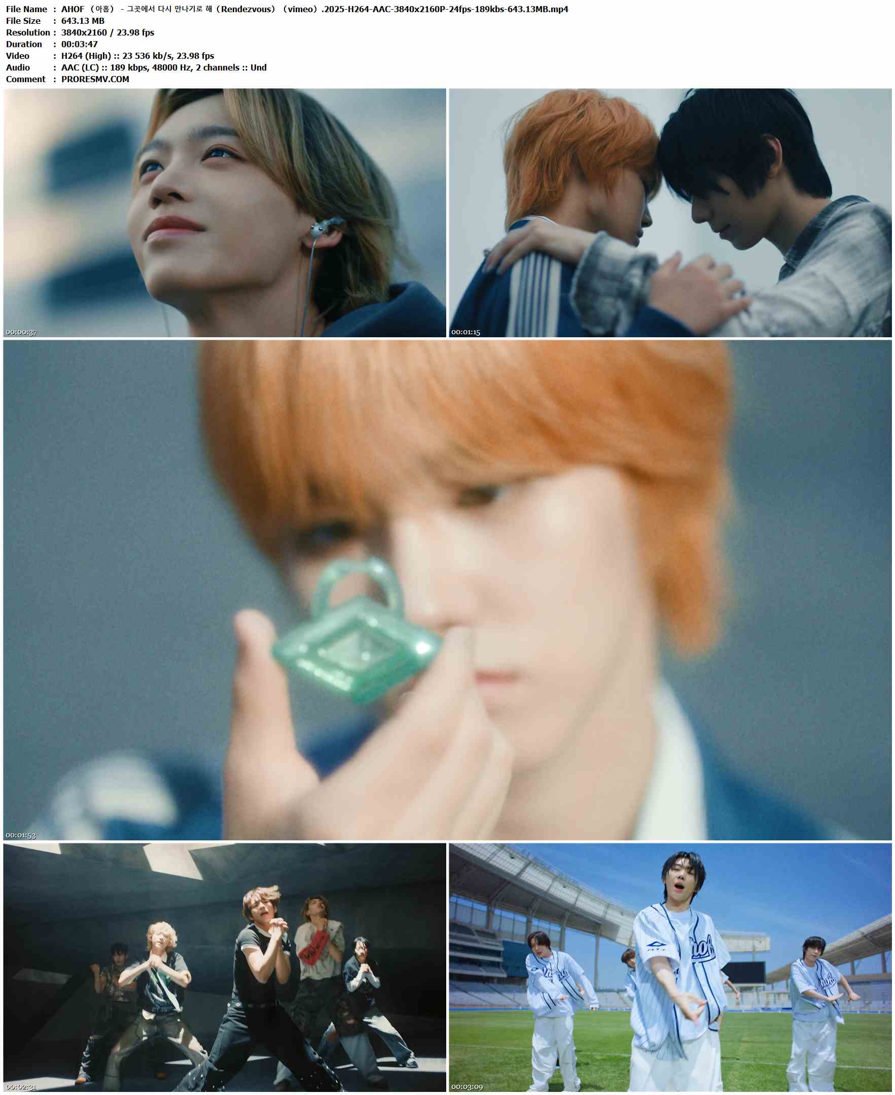 AHOF （아홉） - 그곳에서 다시 만나기로 해（Rendezvous）（vimeo）.2025-H264-AAC-3840x2160P-24fps-189kbs-643.13MB官方MV_高清MV